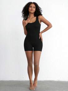 Ocili Leisure Stretchy & Comfy Ribbed High Waist Cycling Shorts Lounge Shorts - Black Sleep Shorts - Black - View 13