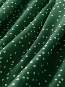 SHEIN Clasi 大碼波點圖案蝴蝶袖洋裝 - 綠色 - 查看 3