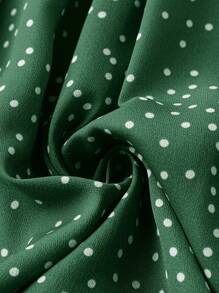 SHEIN Clasi 大碼波點圖案蝴蝶袖洋裝 - 綠色 - 查看 4