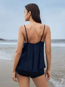 Ocili Áo ngủ Cami màu đen mượt mà - Màu xanh hải quân - Xem 2