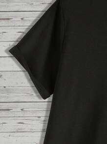 Manfinity Homme 男士字母圖案T恤 - 黑色 - 查看 4