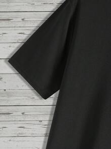 Manfinity Homme 男士字母圖案T恤 - 黑色 - 查看 6