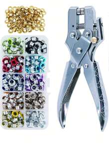 1套鐵氣眼帶經典金屬氣眼 - 銀色 - 查看 1