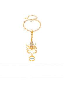 Rhinestone Scorpion trang trí găng tay găng tay - Vàng - Xem 3