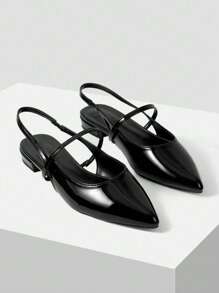 MOTF PREMIUM 尖头平底露跟度假鞋，圣诞新年假期夏季促销 - 黑色 - 查看 3