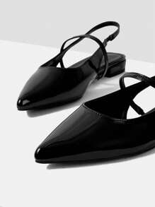 MOTF PREMIUM 尖头平底露跟度假鞋，圣诞新年假期夏季促销 - 黑色 - 查看 6