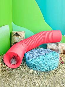 1pc Solid Color Foldable Hamster Tunnel For Small Animal For Play - Pink - View 2