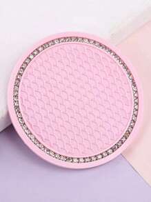 2pcs Rhinestone Decor Anti-slip Car Coaster