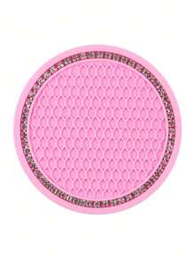 2pcs Rhinestone Decor Anti-slip Car Coaster