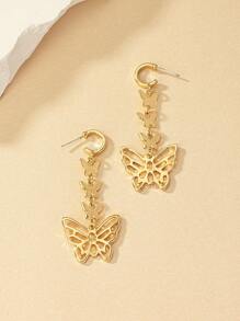 1雙歐式和美式風格蝴蝶耳墜適合女士誇張復古長款耳墜 - 金黃色 - 查看 2