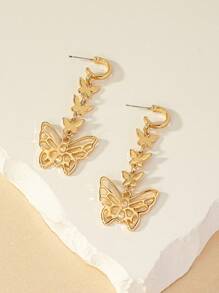 1雙歐式和美式風格蝴蝶耳墜適合女士誇張復古長款耳墜 - 金黃色 - 查看 4