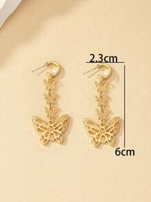 1雙歐式和美式風格蝴蝶耳墜適合女士誇張復古長款耳墜 - 金黃色 - 查看 5