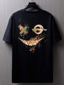 Manfinity EMRG Men Plus Size Expression Graphic Print Drop Shoulder Short Sleeve Tee, Going Out Street Wear