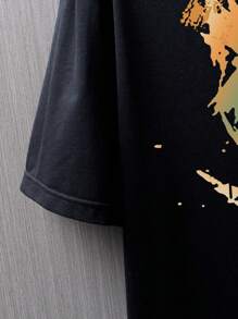 Manfinity EMRG Men Plus Size Expression Graphic Print Drop Shoulder Short Sleeve Tee, Going Out Street Wear