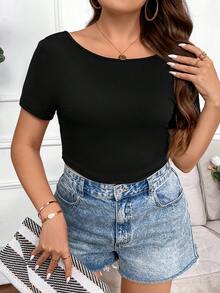 Celure Camiseta con diseño de cadena de espalda abierta - Negro - Ver 2