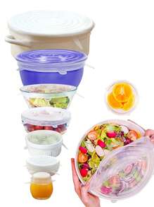 6 Cái/bộ Nắp Định Hình, Nắp Silicon Đa Năng Hiện Đại Cho Nhà Bếp - trắng - Xem 3