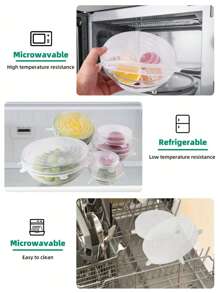 6 Cái/bộ Nắp Định Hình, Nắp Silicon Đa Năng Hiện Đại Cho Nhà Bếp - trắng - Xem 6