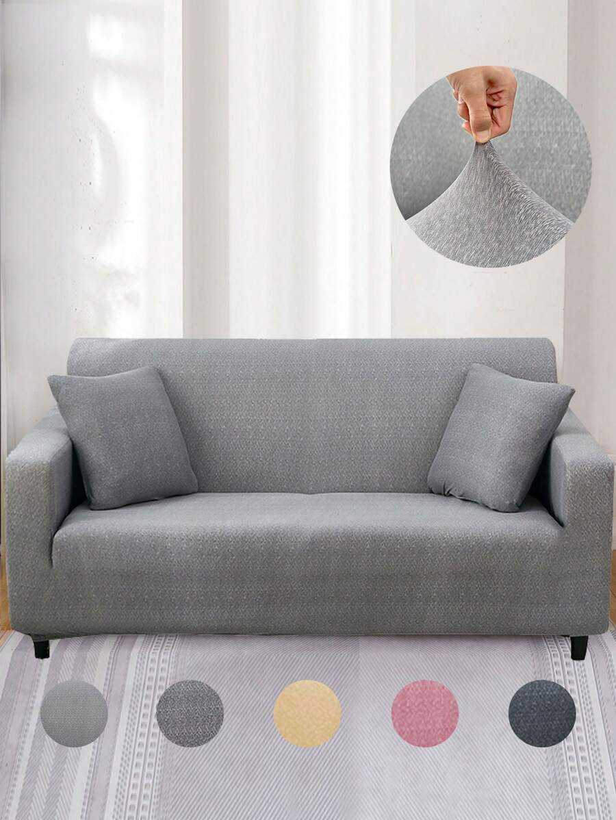 1 Tấm Bọc Ghế Sofa Màu Trơn, Tấm Bọc Ghế Sofa Polyester Tối Giản Cho Gia Đình - Xám - Xem 1