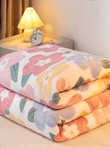 1 Chăn Họa Tiết Hoa, Chất Liệu Vải Hiện Đại Cho Phòng Khách & Phòng Ngủ, Trang Trí Nhà Cửa, Tất Cả Các Mùa - Nhiều màu - Xem 1