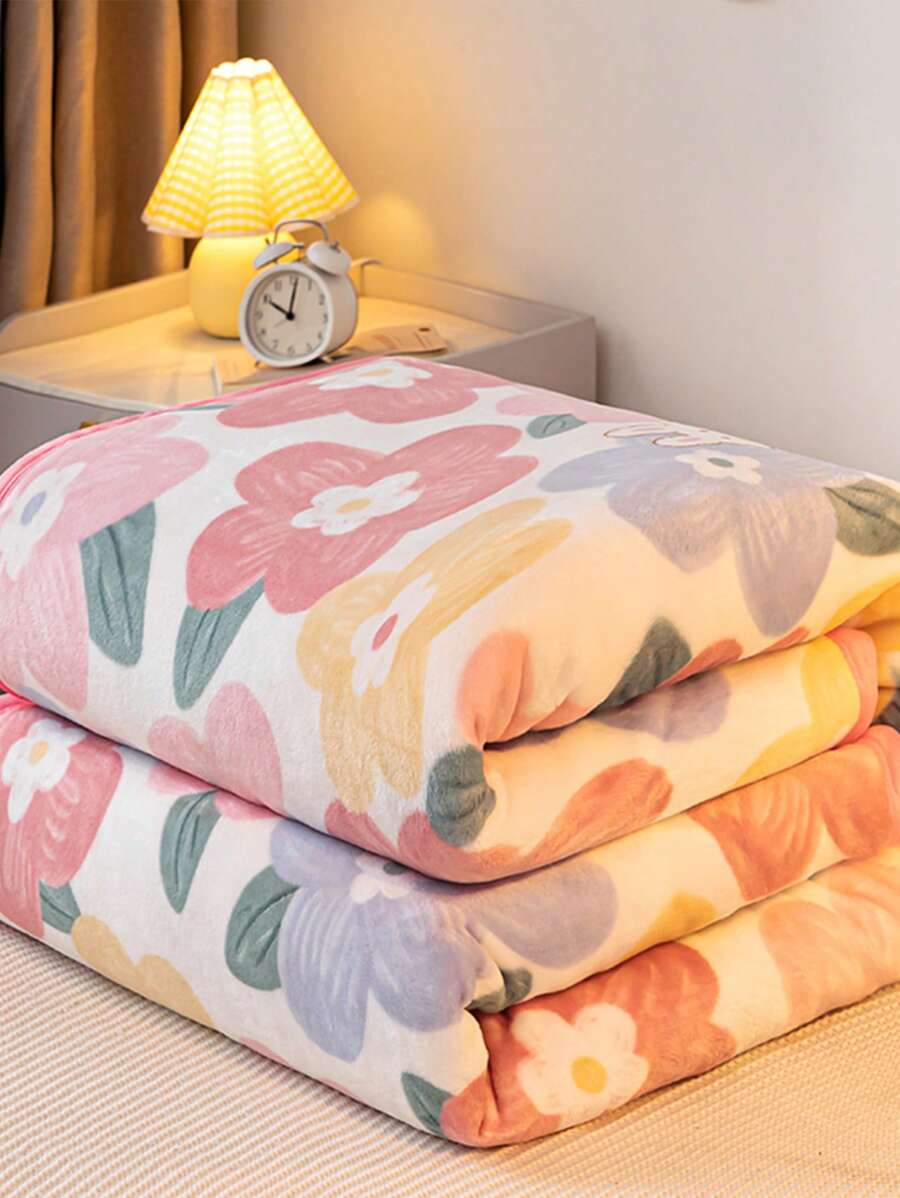 1 Chăn Họa Tiết Hoa, Chất Liệu Vải Hiện Đại Cho Phòng Khách & Phòng Ngủ, Trang Trí Nhà Cửa, Tất Cả Các Mùa - Nhiều màu - Xem 1