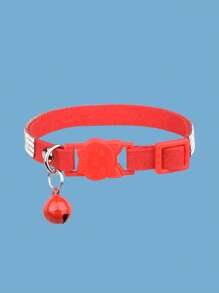 1pc Rhinestone Decor Pet Collar For Dog And Cat For Outdoor - Red - View 2