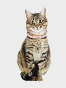 1pc Rhinestone Decor Pet Collar For Dog And Cat For Outdoor - Red - View 3