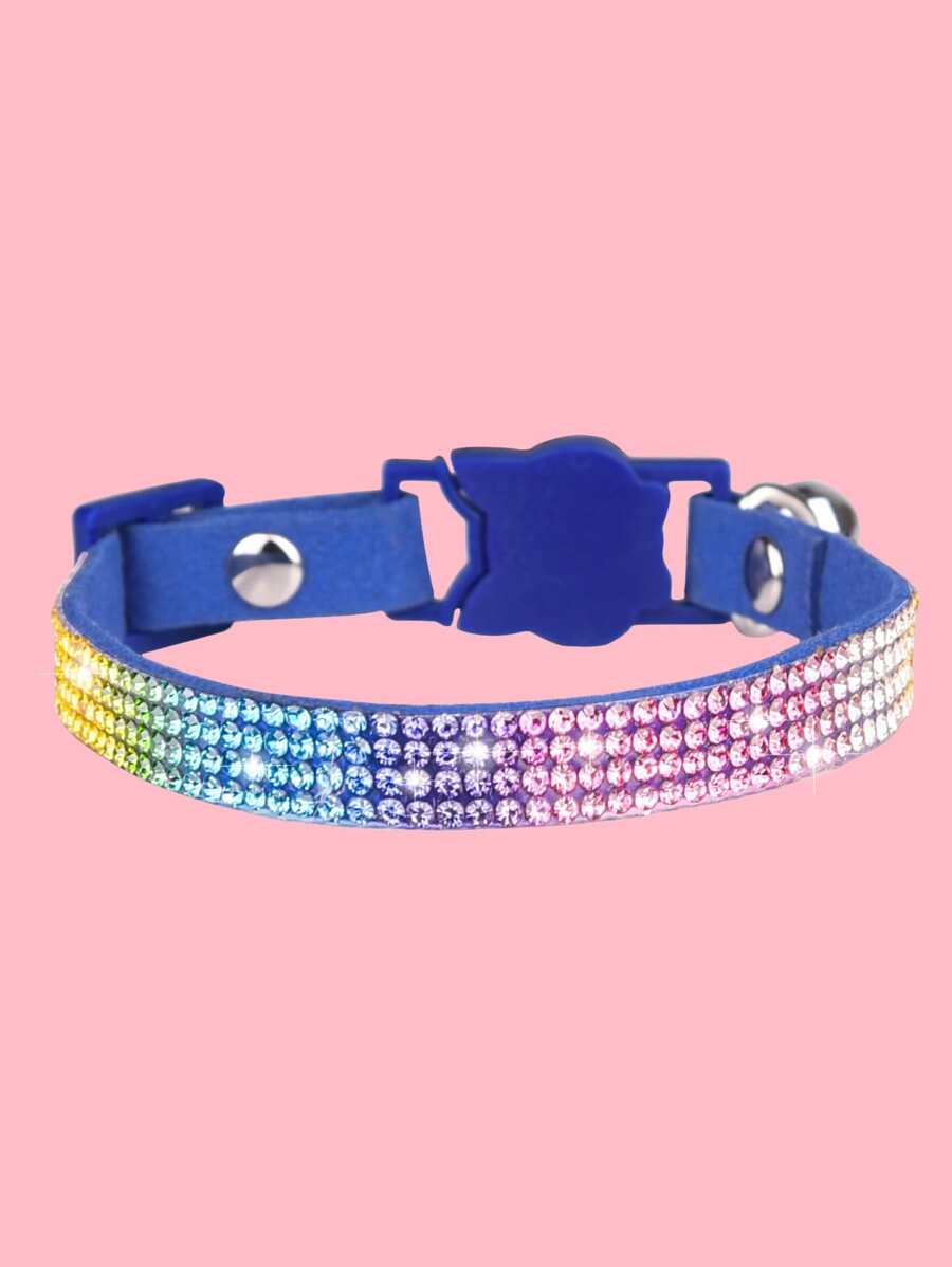 1pc Rhinestone Decor Pet Collar For Dog And Cat For Outdoor - Royal Blue - View 1