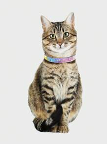 1pc Rhinestone Decor Pet Collar For Dog And Cat For Outdoor - Royal Blue - View 3