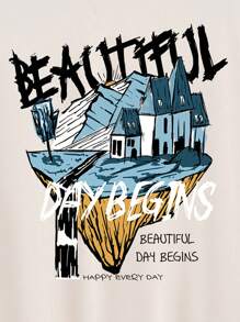 Manfinity Hypemode Áo thun & Áo lót Nam Hoạt hình Lá thư Giải trí - Màu be - Xem 7