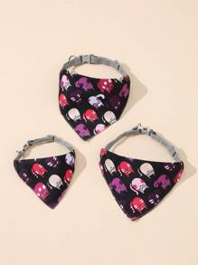 1入組卡通貓貓圖案寵物方巾適用於狗狗和貓適用於裝飾用品 - 黑色 - 查看 4