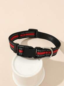 1pc Reflective Strip Pet Collar For Dog And Cat For Outdoor - Multicolor - View 1