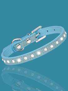 1入組水鑽裝飾寵物項圈適用於狗狗和貓適用於戶外 - 藍色 - 查看 1