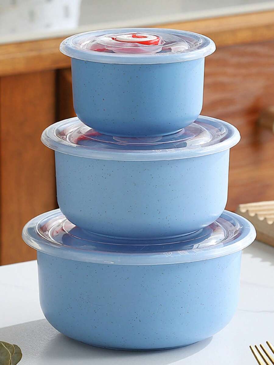 3pcs/set Plastic Lunch Box, Minimalist Blue Lunch Box For Office Work School - Blue - View 1