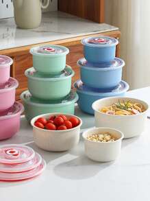 3pcs/set Plastic Lunch Box, Minimalist Blue Lunch Box For Office Work School - Blue - View 3