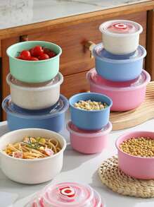 3pcs/set Plastic Lunch Box, Minimalist Blue Lunch Box For Office Work School - Blue - View 6