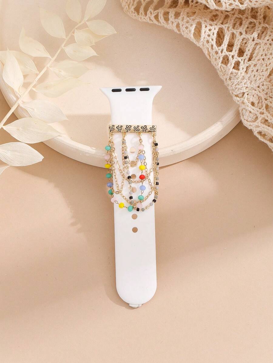 1 Máy Tính Nhiều Màu Sắc Thủy Tinh Chuỗi Hạt Mặt Dây Chuyền Dây Silicon Vòng Trang Trí Dây Đồng Hồ Khóa - Nhiều màu - Xem 1