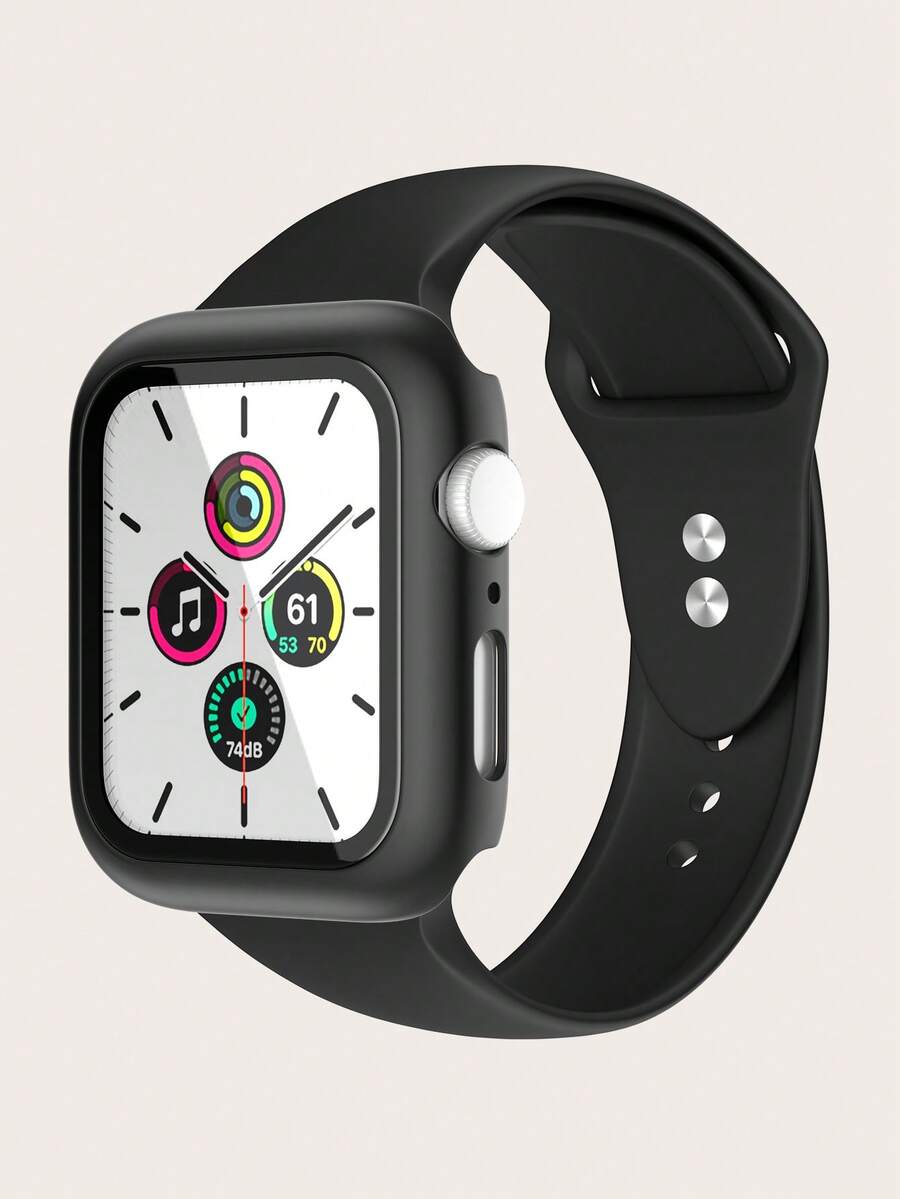 1 Miếng Đen 2 trong1 Đúng mốt Nhựa Loại vỏ & Đồng hồ đeo tay , Tương thích với Apple Watch - màu đen - Xem 1