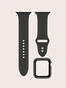 1 Miếng Đen 2 trong1 Đúng mốt Nhựa Loại vỏ & Đồng hồ đeo tay , Tương thích với Apple Watch - màu đen - Xem 3