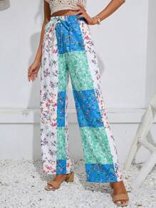 GENKIRA Quần nữ Thắt nút Hoa Chắp vá Boho - Nhiều màu - Xem 4