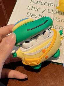 Vỏ thiết kế khủng long hoạt hình tương thích với AirPods - màu xanh lá - Xem 2