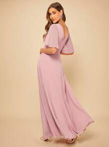 SHEIN Belle 蝴蝶袖前收褶伴娘洋裝