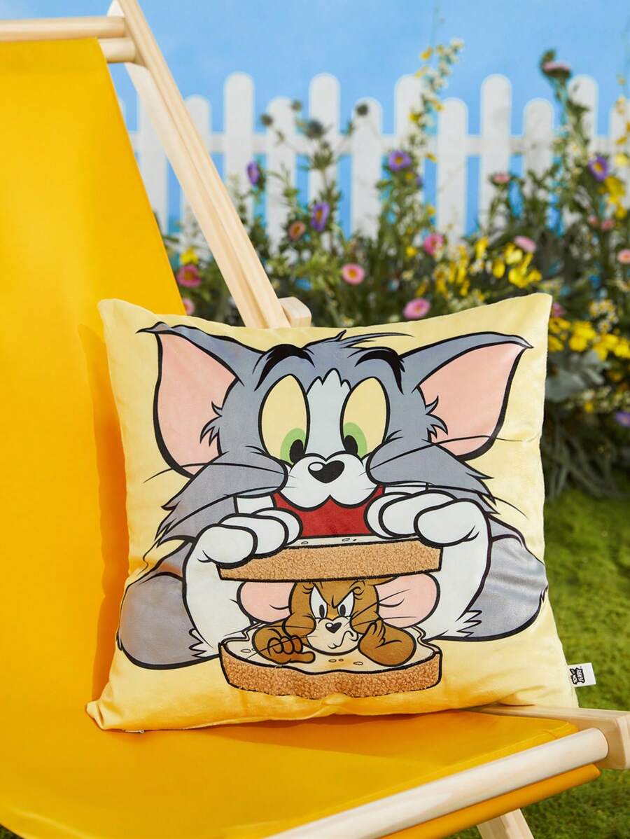 TOM & JERRY X SHEIN Vỏ đệm sợi 1 cái - Màu vàng - Xem 1