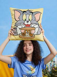 TOM & JERRY X SHEIN Vỏ đệm sợi 1 cái - Màu vàng - Xem 2