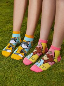 TOM & JERRY X SHEIN 2pairs Women Cartoon Cat & Mouse Pattern Cute Ankle Socks For Daily Life - Multicolor - View 3