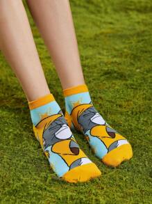 TOM & JERRY X SHEIN 2pairs Women Cartoon Cat & Mouse Pattern Cute Ankle Socks For Daily Life - Multicolor - View 4