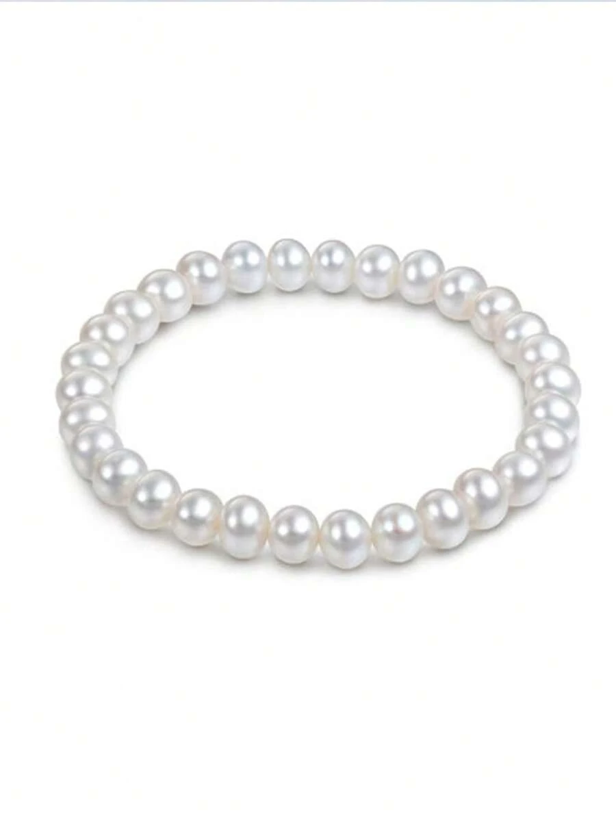 1 vòng tay giả ngọc trai phù dâu phụ kiện trang sức cưới - trắng - Xem 1