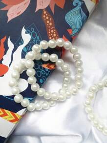 1 vòng tay giả ngọc trai phù dâu phụ kiện trang sức cưới - trắng - Xem 2