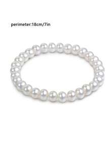 1 vòng tay giả ngọc trai phù dâu phụ kiện trang sức cưới - trắng - Xem 3