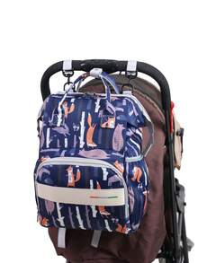 Bebé Bolsa de pañales con estampado de zorro poliéster con con tira ajustable para exterior - Multicolor - Ver 8