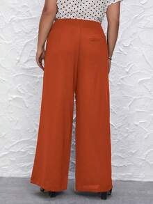 SHEIN LUNE Plus Solid Wide Leg Trousers